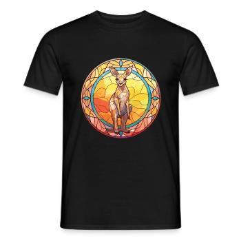 Kangourou Aquarelle colorée Illustration d’animaux - T-shirt homme - noir - Devant - AI Model Male 178 light (178cm)