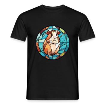 Guinea Pig Colorful Watercolor Animal Illustration - Men's T-Shirt - black - Front - AI Model Male 178 light (178cm)