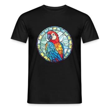 Papagei Buntes Aquarell Tier Haustier Illustration - Männer T-Shirt - Schwarz - Vorne - AI Model Male 178 light (178cm)