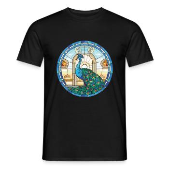 Pfauenbunte Aquarell-Tierillustration - Männer T-Shirt - Schwarz - Vorne - AI Model Male 178 light (178cm)