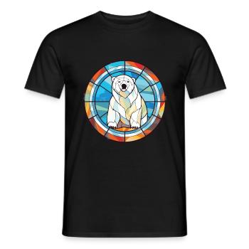 Polar Bear Colorful Watercolor Animal Illustration - Men's T-Shirt - black - Front - AI Model Male 178 light (178cm)