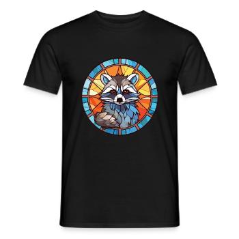 Waschbär Bunte Aquarell-Tierillustration - Männer T-Shirt - Schwarz - Vorne - AI Model Male 178 light (178cm)