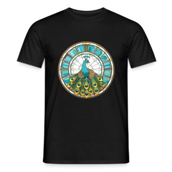 Pfauenbunte Aquarell-Tierillustration - Männer T-Shirt - Schwarz - Vorne - AI Model Male 178 light (178cm)