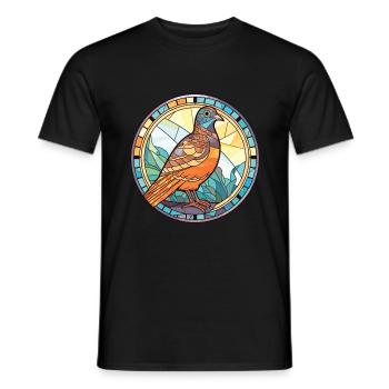 Wachtel Buntes Aquarell Tier Haustier Illustration - Männer T-Shirt - Schwarz - Vorne - AI Model Male 178 light (178cm)