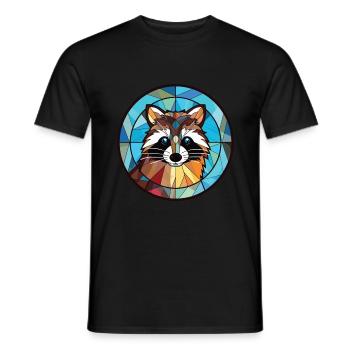 Racoon Colorful Aquarelle Animal Animal Illustration - T-shirt homme - noir - Devant - AI Model Male 178 light (178cm)