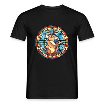 Rat Colorful Watercolor Animal Pet Illustration - Men's T-Shirt - black - Front - AI Model Male 178 light (178cm)
