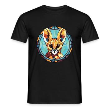 Servalkatze Bunte Aquarell-Tierillustration - Männer T-Shirt - Schwarz - Vorne - AI Model Male 178 light (178cm)