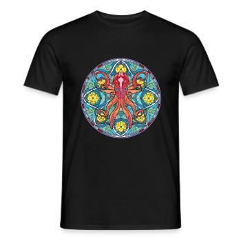 Tintenfisch Buntes Aquarell Tier Haustier Illustration - Männer T-Shirt - Schwarz - Vorne - AI Model Male 178 light (178cm)
