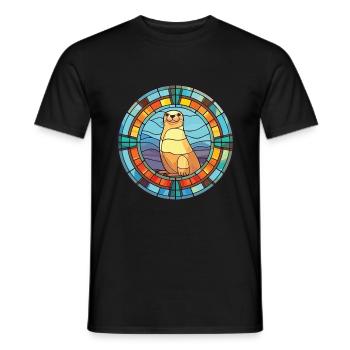 Seal Colorful Aquarelle Animal Animal Illustration - T-shirt homme - noir - Devant - AI Model Male 178 light (178cm)