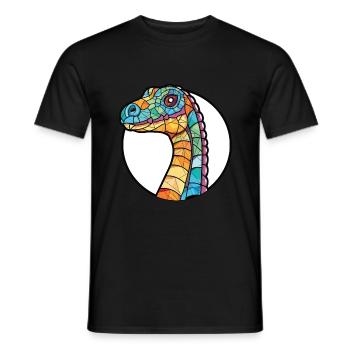 Dinosaure Aquarelle colorée Illustration d’animaux - T-shirt homme - noir - Devant - AI Model Male 178 light (178cm)