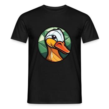 Duck Colorful Watercolor Animal Pet Illustration - Men's T-Shirt - black - Front - AI Model Male 178 light (178cm)