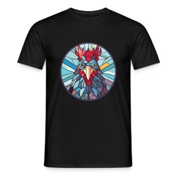 Poule aquarelle colorée Animal Animal Illustration - T-shirt homme - noir - Devant - AI Model Male 178 light (178cm)