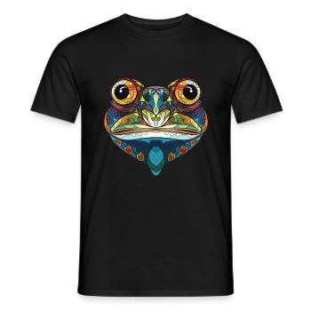 Frosch Buntes Aquarell Tier Haustier Illustration - Männer T-Shirt - Schwarz - Vorne - AI Model Male 178 light (178cm)