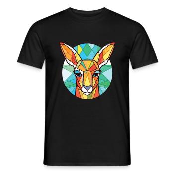 Kangourou Aquarelle colorée Illustration d’animaux - T-shirt homme - noir - Devant - AI Model Male 178 light (178cm)