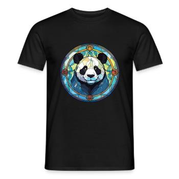 Panda Buntes Aquarell Tier Haustier Illustration - Männer T-Shirt - Schwarz - Vorne - AI Model Male 178 light (178cm)