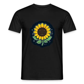 Sunflower Laughing Cheerful - Men's T-Shirt - black - Front - AI Model Male 178 light (178cm)