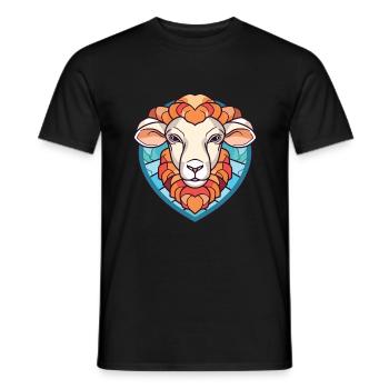 Schaf Buntes Aquarell Tier Haustier Illustration - Männer T-Shirt - Schwarz - Vorne - AI Model Male 178 light (178cm)