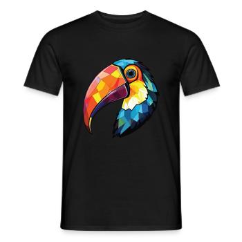 Toucan Aquarelle colorée Animal Animal Illustration - T-shirt homme - noir - Devant - AI Model Male 178 light (178cm)