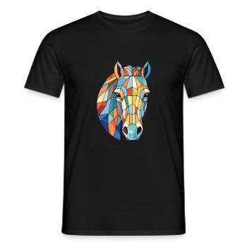 Horse Colorful Watercolor Animal Pet Illustration - Men's T-Shirt - black - Front - AI Model Male 178 light (178cm)