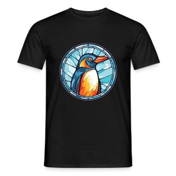 Penguin Colorful Watercolor Animal Illustration - Men's T-Shirt - black - Front - AI Model Male 178 light (178cm)