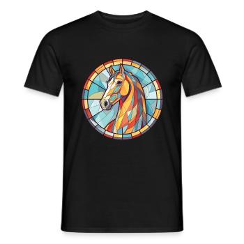 Horse Colorful Watercolor Animal Pet Illustration - Men's T-Shirt - black - Front - AI Model Male 178 light (178cm)