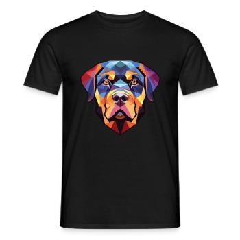 Rottweiler Hund Buntes Aquarell Tier Karikatur - Männer T-Shirt - Schwarz - Vorne - AI Model Male 178 light (178cm)