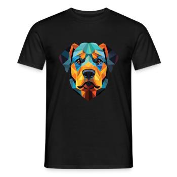 Rottweiler Hund Buntes Aquarell Tier Karikatur - Männer T-Shirt - Schwarz - Vorne - AI Model Male 178 light (178cm)