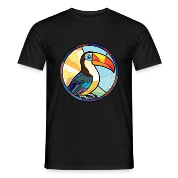 Toucan Aquarelle colorée Animal Animal Illustration - T-shirt homme - noir - Devant - AI Model Male 178 light (178cm)