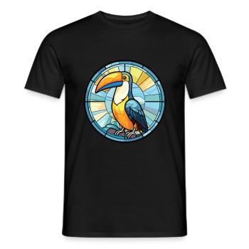 Toucan Aquarelle colorée Animal Animal Illustration - T-shirt homme - noir - Devant - AI Model Male 178 light (178cm)