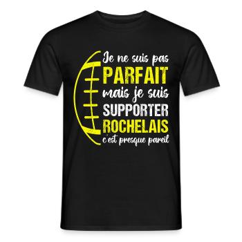 Supporter rochelais cadeau rugby La Rochelle - T-shirt homme - noir - Devant - AI Model Male 178 light (178cm)
