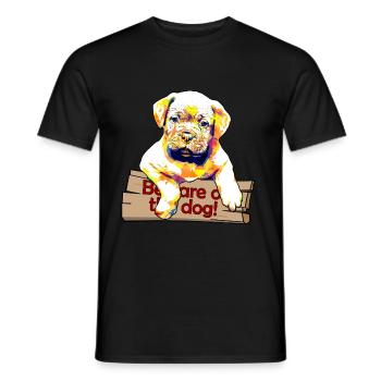 Avertissement sur le chien - Chiot mignon - T-shirt homme - noir - Devant - AI Model Male 178 light (178cm)