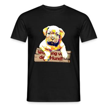 Avertissement sur le chien - Chiot mignon - T-shirt homme - noir - Devant - AI Model Male 178 light (178cm)