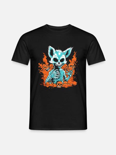 Halloween Fox Skeleton - Men's T-Shirt - black