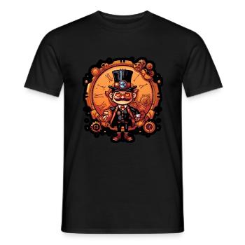 Steampunk Streetwear - Men's T-Shirt - black - Front - AI Model Male 178 light (178cm)