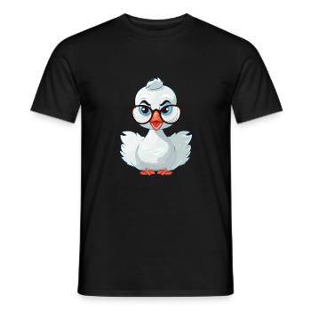 Cygne portant des lunettes Dessin animé Kawaii Illustration - T-shirt homme - noir - Devant - AI Model Male 178 light (178cm)