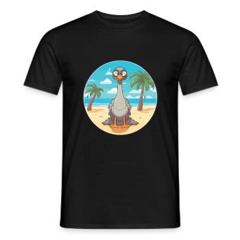 Straußenkarikatur Yoga Strand Sommer Illustration - Männer T-Shirt - Schwarz - Vorne - AI Model Male 178 light (178cm)