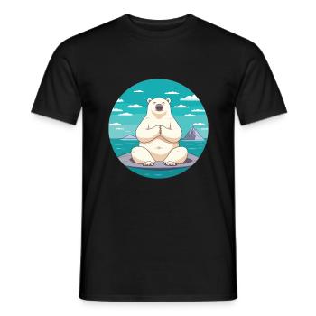 Polar Bear Cartoon Yoga Beach Summer Illustration - Men's T-Shirt - black - Front - AI Model Male 178 light (178cm)