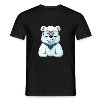 Polar Bear With Glasses Cartoon Kawaii Illustratio - Men's T-Shirt - black - Front - AI Model Male 178 light (178cm)