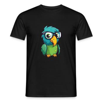 Papagei mit Brille Cartoon Kawaii Illustration - Männer T-Shirt - Schwarz - Vorne - AI Model Male 178 light (178cm)