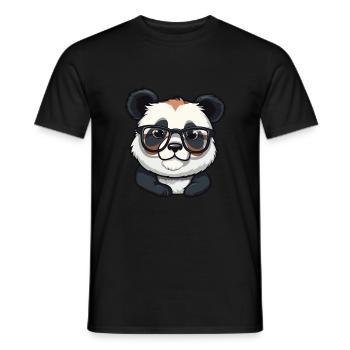 Panda portant des lunettes Cartoon Kawaii Illustration - T-shirt homme - noir - Devant - AI Model Male 178 light (178cm)