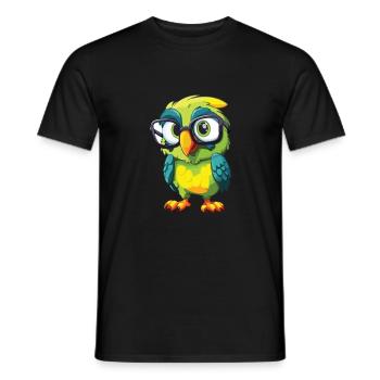 Papagei mit Brille Cartoon Kawaii Illustration - Männer T-Shirt - Schwarz - Vorne - AI Model Male 178 light (178cm)