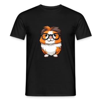 Guinea Pig With Glasses Cartoon Kawaii Illustratio - Men's T-Shirt - black - Front - AI Model Male 178 light (178cm)