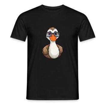 Goose Wearing Glasses Cartoon Kawaii Illustration - Men's T-Shirt - black - Front - AI Model Male 178 light (178cm)