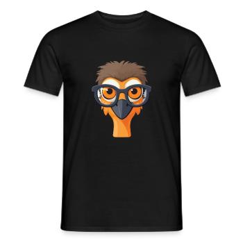 Emu portant des lunettes Cartoon Kawaii Illustration - T-shirt homme - noir - Devant - AI Model Male 178 light (178cm)