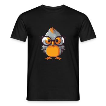 Koekoek Het Dragen Bril Cartoon Kawaii Illustratie - Heren T-shirt - zwart - Voor - AI Model Male 178 light (178cm)