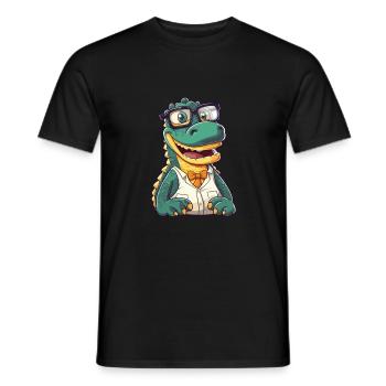 Crocodile With Glasses Cartoon Kawaii Illustration - Men's T-Shirt - black - Front - AI Model Male 178 light (178cm)
