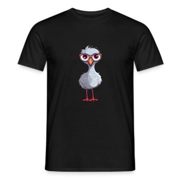 Crane Wearing Glasses Cartoon Kawaii Illustration - Men's T-Shirt - black - Front - AI Model Male 178 light (178cm)