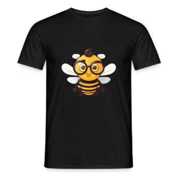 Abeille portant des lunettes Dessin animé Kawaii Illustration - T-shirt homme - noir - Devant - AI Model Male 178 light (178cm)