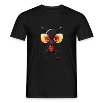 Ant Wearing Glasses Cartoon Kawaii Illustration - Men's T-Shirt - black - Front - AI Model Male 178 light (178cm)