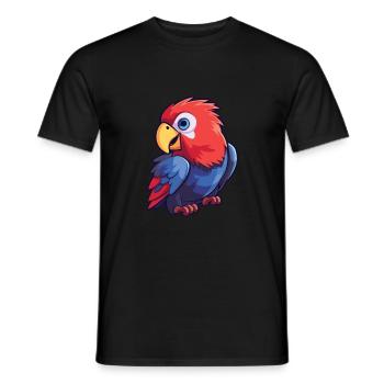 Rosella Cartoon Kawaii Aquarelle Illustration - T-shirt homme - noir - Devant - AI Model Male 178 light (178cm)